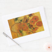 ゴッホ 静物画 花瓶にひまわり15輪 長方形シール (封筒)