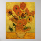 ゴッホ 静物 15本のひまわりの花の花瓶 ポスター (正面)