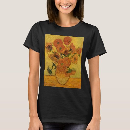 ゴッホ 静物 15輪のひまわりと花瓶 Tシャツ (正面)