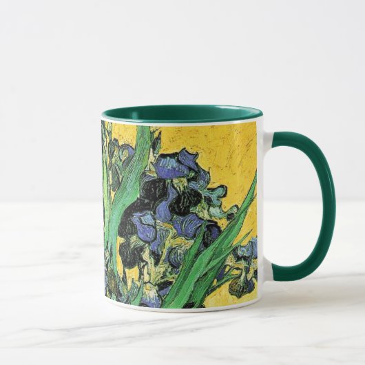 ゴッホ - 黄色い背景のアイリスの花瓶 マグカップ (右)