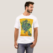 ゴッホ - 黄色い背景のアイリスの花瓶 Tシャツ (正面フル)