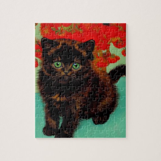 ゴッホ 黒猫 赤い花 ジグソーパズル (縦)