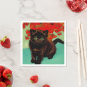 ゴッホ 黒猫 赤い花 スタンダードカクテルナプキン (インサイチュ)