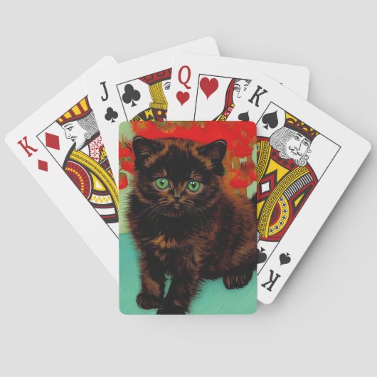 ゴッホ 黒猫 赤い花 トランプ (裏面)