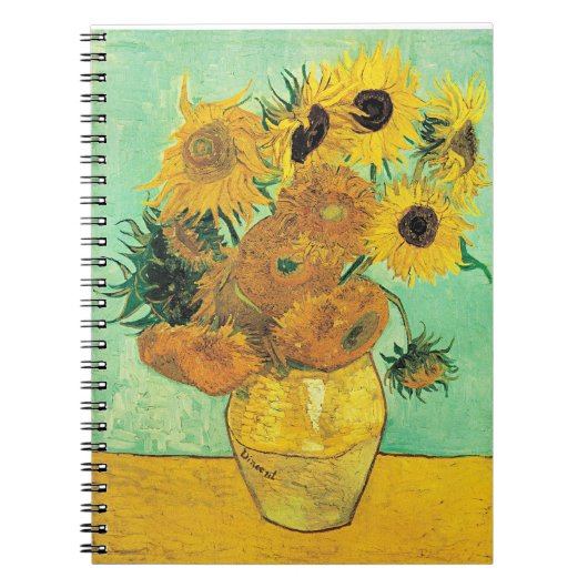 ゴッホ - 12本のひまわりの花瓶 ノートブック (正面)
