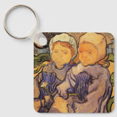 ゴッホ、2人の子供、ヴィンテージ印象派アート キーホルダー (正面)