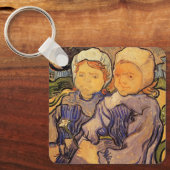 ゴッホ、2人の子供、ヴィンテージ印象派アート キーホルダー (正面)