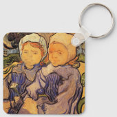 ゴッホ、2人の子供、ヴィンテージ印象派アート キーホルダー (裏面)