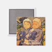 ゴッホ、2人の子供、ヴィンテージ印象派アート マグネット (正面/裏面)