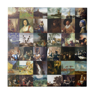 ゴッホ、Vermeer、等の絵画のコラージュ タイル