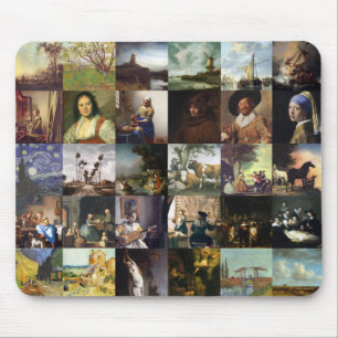 ゴッホ、Vermeer、等の絵画のコラージュ マウスパッド