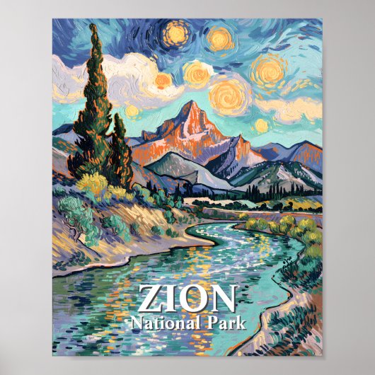 ゴッホ Zion Watchman Virgin River サンセット カスタム デザイン ポスター (正面)