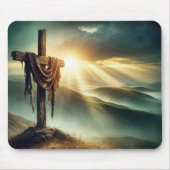 ゴツゴツしたクロスの上のボロボロの布 マウスパッド (正面)