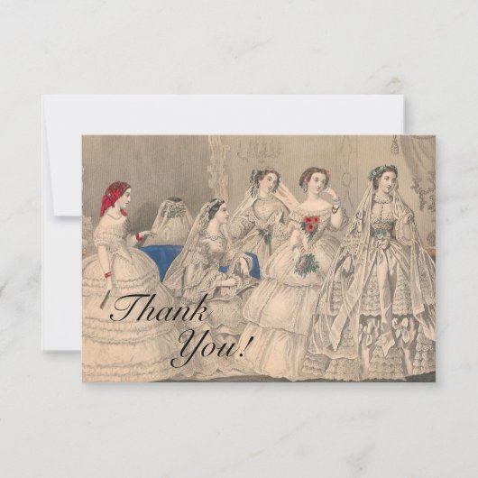 ゴデイ1858年のド結婚レスサンキューカード サンキューカード (正面)