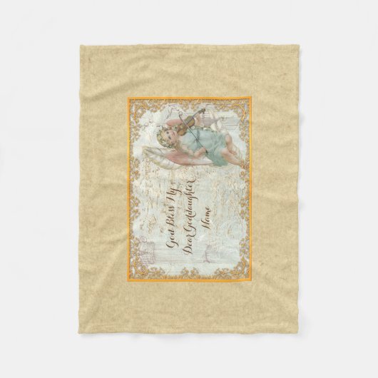 ゴドド娘ヴィンテージアートエンジェルパーソナライズされた フリースブランケット (正面)