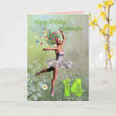 ゴドド娘14歳、花の妖精の誕生日カード カード (黄色い花)