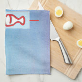 ゴドド娘，第一聖餐式，ターコイズ キッチンタオル (四つ折り)