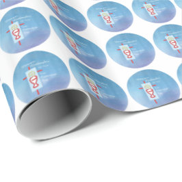 ゴドド娘，第一聖餐式，ターコイズ ラッピングペーパー