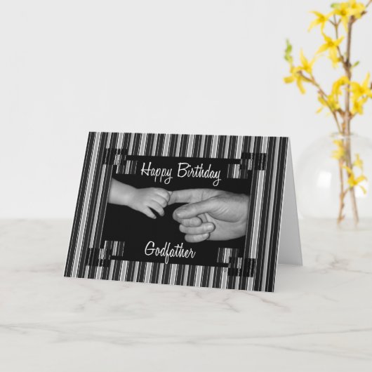 ゴドファーズ誕生日ブラックとピンスリペス カード (黄色い花)