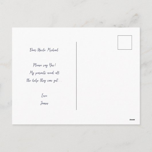 ゴドファープロポーズネイビーブルーヴィンテージクレストクロス シーズンポストカード (裏面)