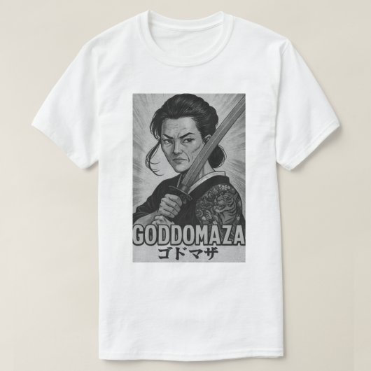 ゴドマザサムライBWポスター Tシャツ (デザイン正面)