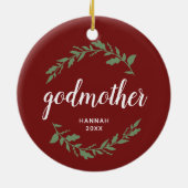 ゴドマザーギフトパーソナライズされたフェスティバルローレルリース セラミックオーナメント (裏面)