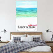 ゴドレヴィビーチセントイヴ湾コーンウォール旅行ポスター キャンバスプリント (インサイチュ (寝室))