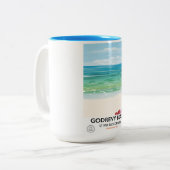 ゴドレヴィビーチセントイヴ湾コーンウォール旅行ポスター ツートーンマグカップ (正面左)