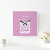 ゴドーターファーストコミュニオンピンク スクエア壁時計 (ホーム)