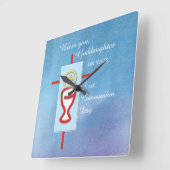 ゴドーター第1回聖体拝領ターコイズ スクエア壁時計 (傾斜)