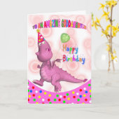 ゴドーター誕生日ウィズピンクドラゴン&ソーダ カード (黄色い花)