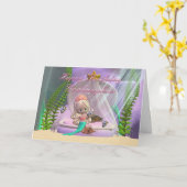 ゴドーター・誕生日・カードに小さな人魚と カード (黄色い花)