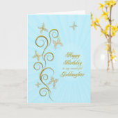 ゴド娘のために、誕生日金蝶 カード (黄色い花)