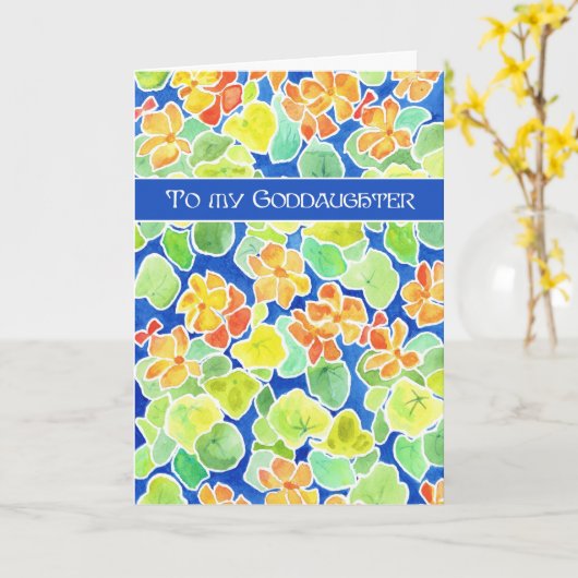 ゴド娘の母の日のためのナスタティウムのフローラ カード (黄色い花)