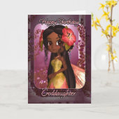 ゴド娘誕生日カード – かわいいピンクの妖精 カード (黄色い花)