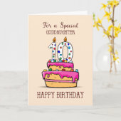 ゴド娘10誕生日、10オンスウィートピンクケーキ カード (黄色い花)