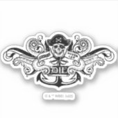 ゴニー「決して死ぬとは言わない」海賊いかりバッジ シール (正面)