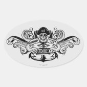 ゴニー「決して死ぬとは言わない」海賊いかりバッジ 楕円形シール (正面)