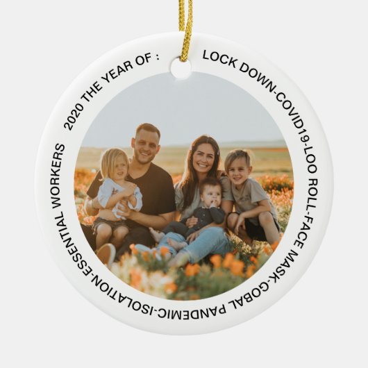 ゴバルロックダウン2020顔マスク追加フォト セラミックオーナメント (正面)