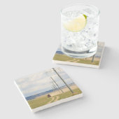 ゴビ砂漠の土道4台 ストーンコースター (横)