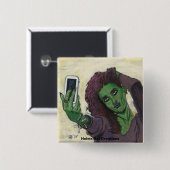 ゴブリンガール携帯電話セルフィーファンタジーアートボタン 缶バッジ (正面&裏面)