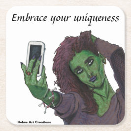 ゴブリンガール携帯電話セルフィーユニークコースターセット スクエアペーパーコースター