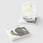 ゴブリンガール携帯電話セルフィーユニークストーンコースター ストーンコースター (横)