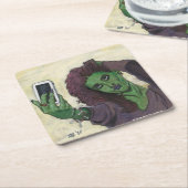 ゴブリンガール携帯電話セルフィー紙コースターセット スクエアペーパーコースター (アングル)