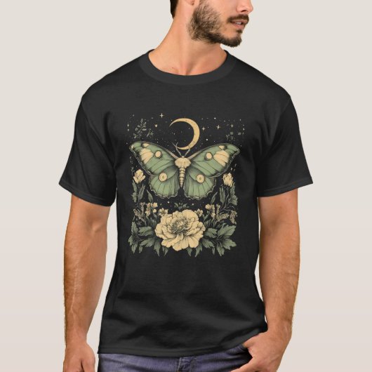 ゴブリンコアモスと蝶の月相の花C Tシャツ (正面)