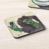 ゴブリン女の子の携帯電話セルフィーのプラスチックコースター コースター (左側)