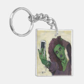 ゴブリン女の子の携帯電話セルフィーグラフィックキーチェーン キーホルダー (正面左)