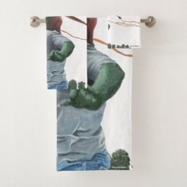 ゴブリン飛んでいるチャイルドドラゴンカイトファンタジーバスタオル バスタオルセット