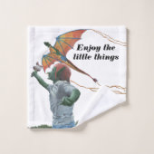 ゴブリン飛んでいるチャイルドドラゴンカイトファンタジーバスタオル バスタオルセット (ウォッシュタオル)