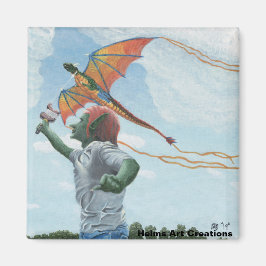 ゴブリン飛んでいるドラゴンカイトファンタジージョイマグネット マグネット